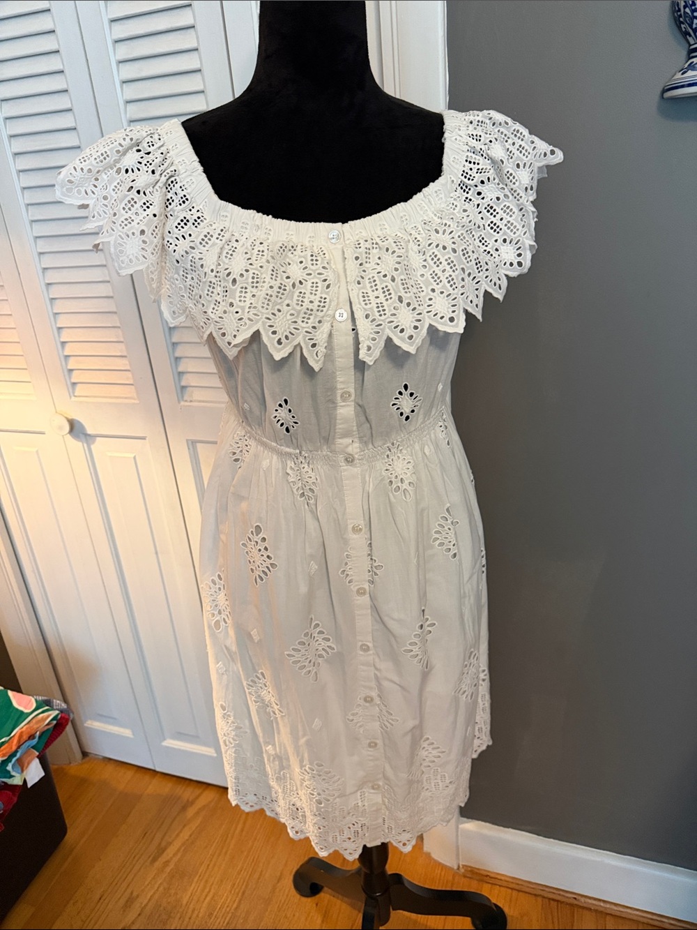 Sea New York White Eyelet Off-Shoulder Mini Dress